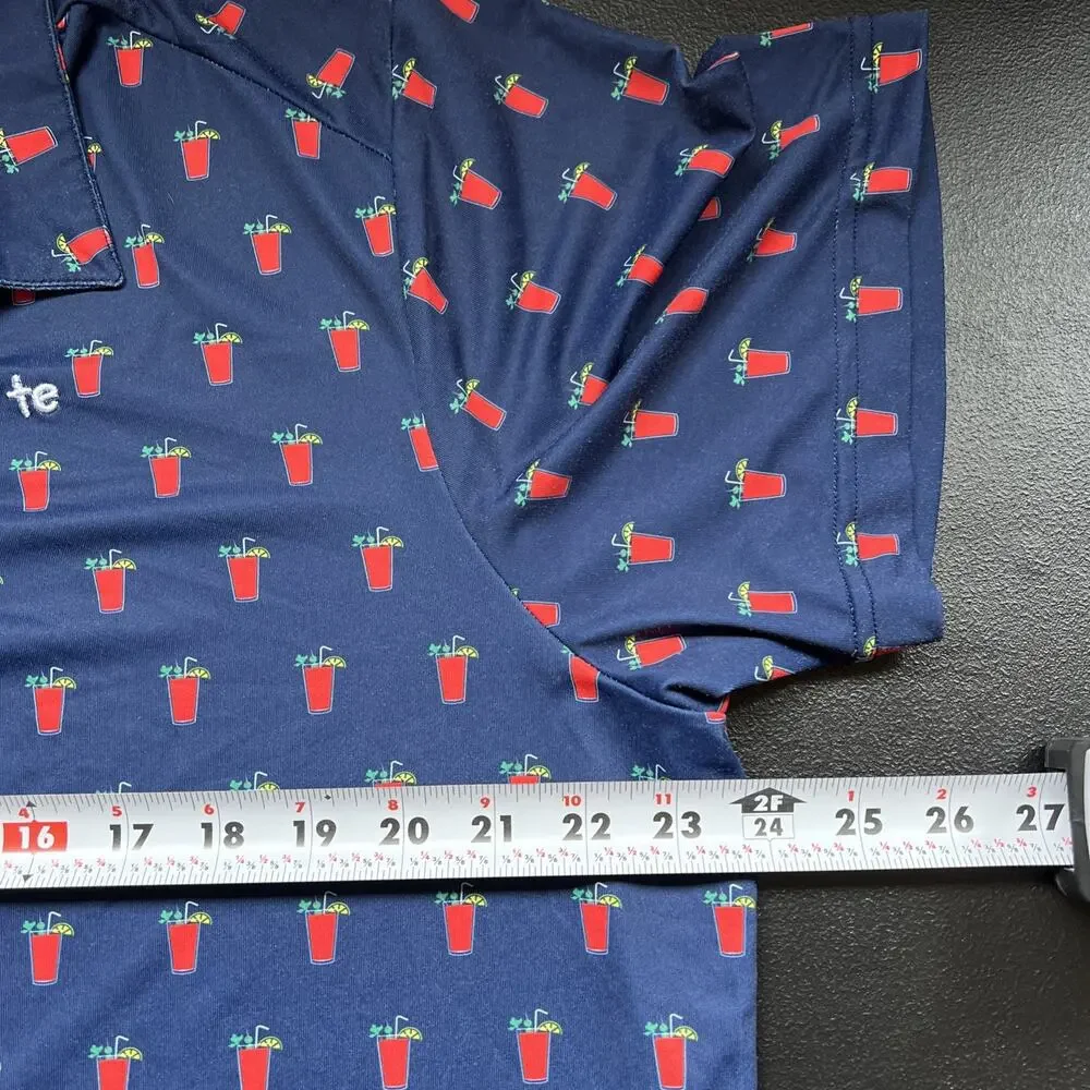 Tipsy Elves Polo Shirt Mens XL Bloody Mary Cocktail Print Golf Rugby Funny Dad